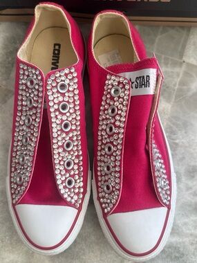 Converse Pink Rhinestone Canvas Sneakers